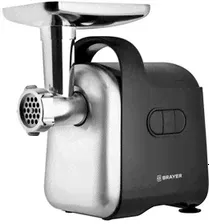 Мясорубка BRAYER BR1602, 2000 Вт, производительность 2 кг/мин, металлический шнек, реверс, пластик, черная/серебро